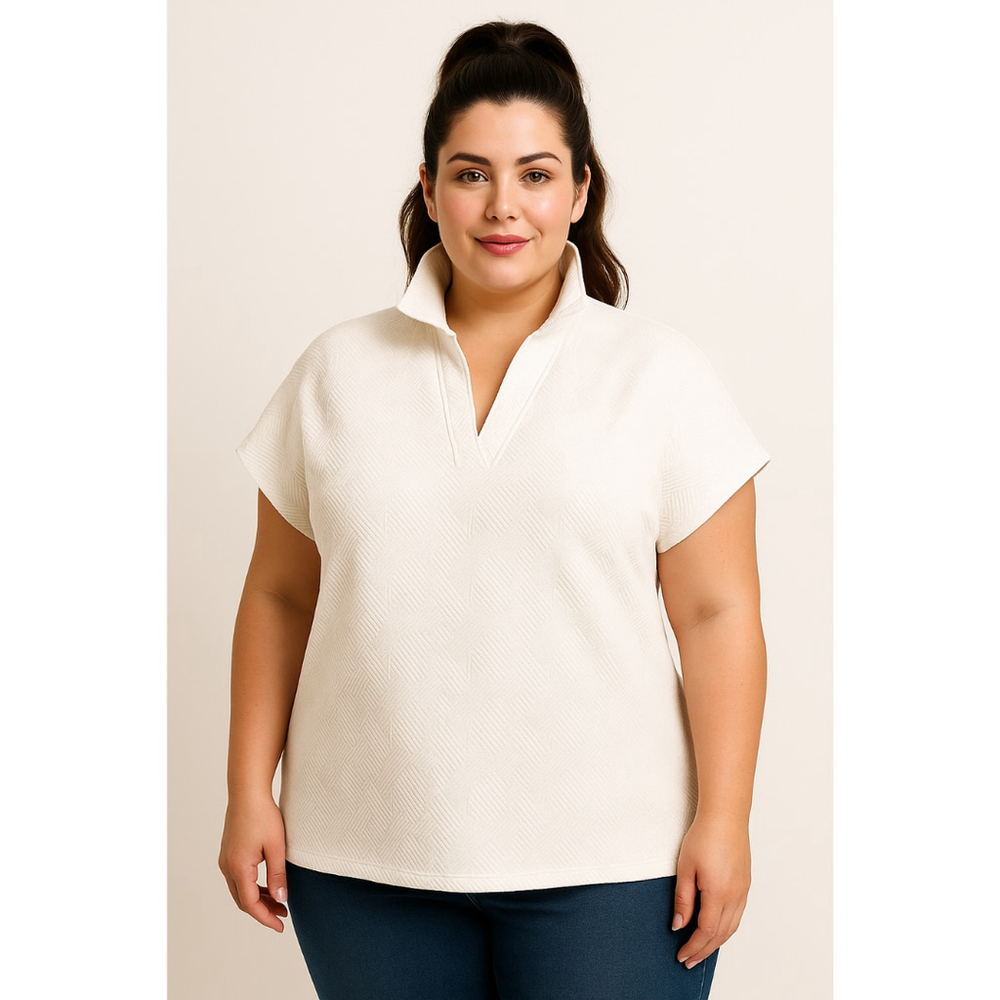 Women’s Shewin Plus Size Collared V-Neck Short Sleeve T-Shirt – Size 2XL – NWOT